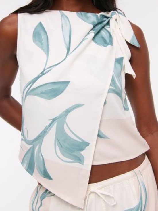 Abercrombie & Fitch Tops - Abercrombie & Fitch Teal Floral Knotted Scarf Top Women’s Large